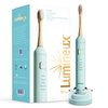 Lumineux Rechargeable Electric Toothbrush for Adults in Crystalline Blue - Includes 2 Super Soft Bristle Tooth Brush Heads Made with Bamboo, Induction Charging Station & USB Charge Cord (Starter Pack)