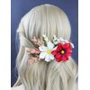 Brihasory Flower Hair Comb Boho Side Combs for Women and Girls, White and Red Artificial Flower Hair Clip Floral Hair Headpiece for Brides and Bridesmaids Valentines Day Festival Gifts
