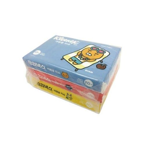 Travel Pocket Tissues Packs (Soft Pack) 70 Counts Each 3packs, 210 Tissues Total, cute character tissue for kid, school, travel, camping, office, car