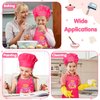 R HORSE 2 Pcs Kid Apron and Chef Hat Set, Rose Red Adjustable Children Kitchen Apron Role Play Chef Toy Cooking Baking Painting and Training Kits Kid Funny Cooking Gift New Year