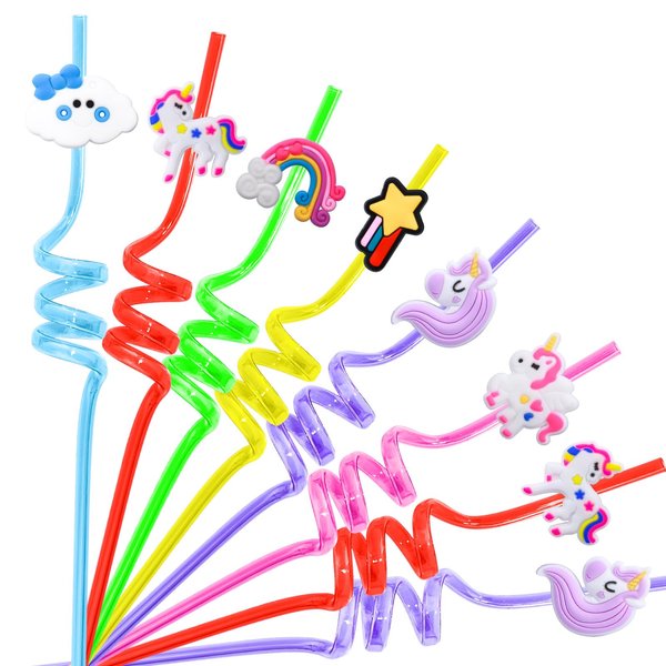 24pcs Unicorn Party Straw Unicorn Birthday Party Supplies Drinking for Unicorn Party Favors Goodie Bag Stuffers