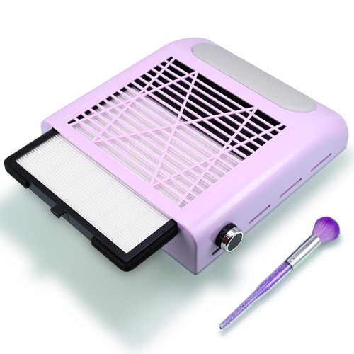 Rolokit Nail Dust Collector Nail Tech, 80W Nail Extractor Vacuum with Reusable Filter & Brush, Adjustable Electric Nail Fan Dust Vacuum for Manicure Acrylic Gel Nail Polishing, Low Noise, Purple