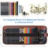 Heshengping, Sketching Pencil Set Drawing Pen Charcoal Sketch Kit Cover Graphite Pencils Charcoal Pencils Watercolor Pencils Paper Erasable Pen Beginners Artist Children and Adults(39pcs Art Supplies)