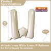 Cream White Letter W Balloons, 40 Inch Giant Letter Balloons W Foil Mylar Helium White Letter Balloons for Birthday Party Supplies Anniversary Event Celebration Decorations Alphabet White W