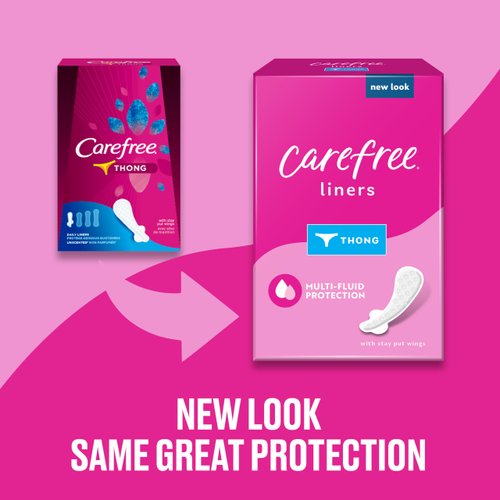 Carefree Panty Liners for Women, Thong Liners, Unwrapped, Unscented | Pantiliners, Carefree Liners, Daily Liners for Women, Light Periods and Leaks | 196ct (4 Packs of 49ct) (Packaging May Vary)