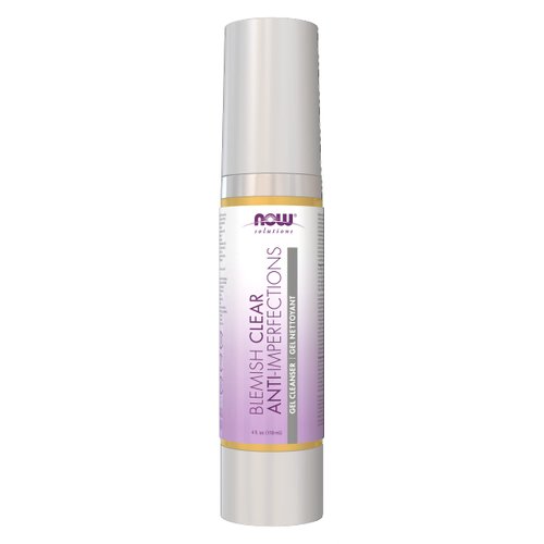 NOW Foods Solutions, Blemish Clear Gel Cleanser, Gentle Deep Cleansing, Cleans Pores, Purify, 4-Ounce