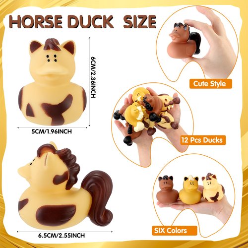 Hungdao Horse Rubber Duck 2.36 Inch Bucking Horse Ducks Small Ducks Pool Float Bath Decor Gift for Horse Racing Festival Boys and Girls Classroom Prizes Baby Shower Party Favors (24)