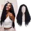 L'veetie 28 Inch Synthetic Curly Wigs for Women, Long Water Wave Black Wig, Loose Deep Wave Lace Front Wig, Natural Crimps Curls Hair Replacement Wigs for Daily Party Use 1B