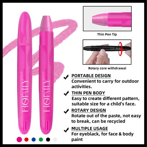 HOSAILY Eye Black Stick, Pink Eyeblack Sporting Face Paint for Softball Baseball Football Lacrosse Long Lasting Cream Face Body Paint Stick for Halloween Costume Cosplay Parties Eye Makeup-Pink,1pcs