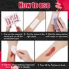 ROMROC 110PCS Fake Scars Halloween Temporary Tattoos 3D Temporary Makeup Kit Horror Zombie Wound Bloody Tattoos Fake Stitches Tattoos for Women Men Kids Halloween Party Pranks 15 Sheets (5A Size)