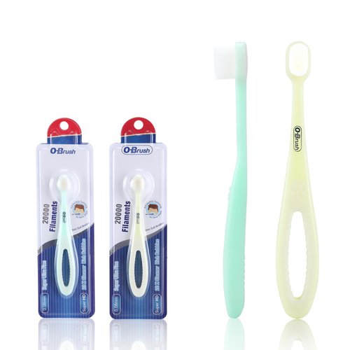 OBrush Ultra Soft Toddler Toothbrush, Baby Toothbrush, BPA-Free Extra Soft Floss Bristle with Tongue Cleaner, Kids Soft Brush Pack of 2