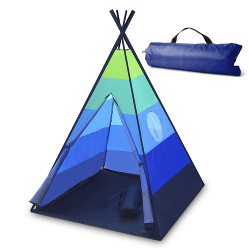 USA Toyz Happy Hut Teepee Tent for Kids - Indoor Pop Up Playhouse Tent for Boys, Girls, Toddler with Portable Storage Bag (Blue)