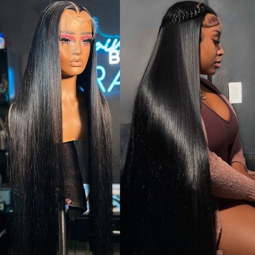 LRSICAL 5x5 HD Transparent Lace Front Wigs Human Hair Pre Plucked with Baby Hair 180% Density Brazilian Straight Human Hair Wigs for Black Women Full and Thick(Straight Wig, 18 Inch)