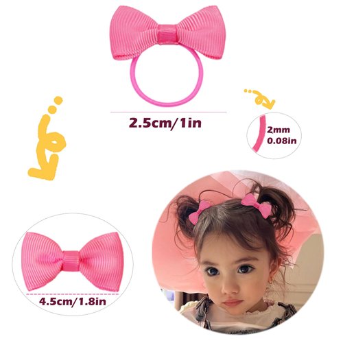 CÉLLOT Baby Hair Ties with Bows 60pcs Small 2 inch Baby Hair Bows Durable Hand Sewed Rubber Bands Ponytail Holders Toddler Hair Accessories for Baby Girls Infants Toddlers Gifts in Pairs