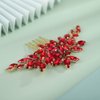 BERYUAN Wedding Hair Comb, Metal Women Girls Bridal Red Crystal Rhinestone Teardrop Headpiece Hair Accessories for Brides Bridesmaid