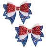 Sparkly Sequin Christmas Hair Bow Clips - 2PCS Glitter Hair Clips for Women and Girls Red White and Blue Bows Hair Accessories for Christmas Independence Day 4th of July Patriotic