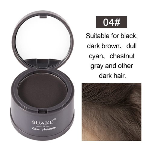 Hair Shadow Powder,Black Hairline Powder Quick Cover Stain-Proof 48 Hour Formula Locks On for Full Body Hair &Beard, Root Touchup Hair Loss Powder for Thinning, Bald Spots And Gray Root Line, 4g(Gray 04#)