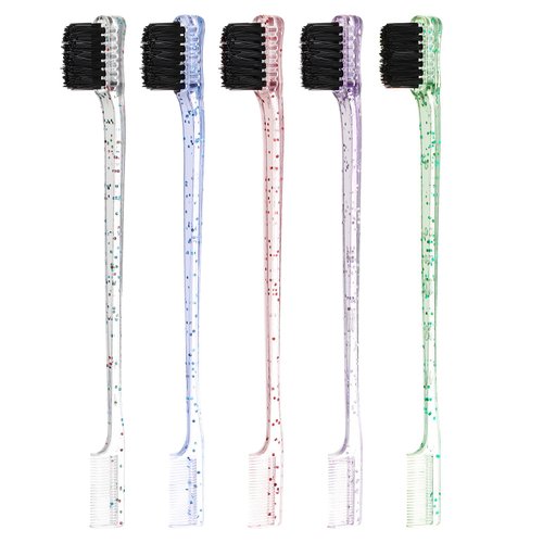 Baderke 5 Pcs Edge Brush Edge Control Brush Hair Edge Control Brush Hair Comb Set Hair Brush Doub...