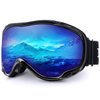 Juli Ski Goggle/Snow Snowboard Goggles for Men, Women & Youth - 100% UV Protection Anti-Fog Dual Lens(Black Frame/7.9% VLT Blue Len)