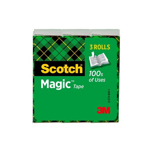 Scotch Magic Tape, Invisible, Home Office Supplies and Back to School Supplies for College and Classrooms, 3 Rolls