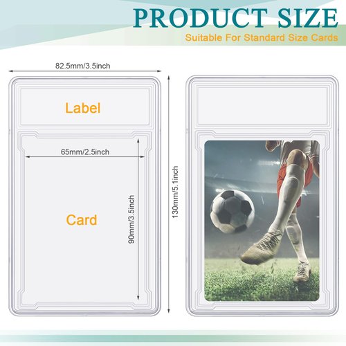 Trading Cards Protector Case Acrylic Clear Baseball Card Holders with Label Position Hard Card Sleeves Small Sturdy Storage Box for Card Standard Collector Sport Game Grade Card Case (2)