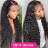 Nuocheng Deep Wave Lace Front Wigs Human Hair 13x4 Curly Wave Lace Frontal Wigs Human Hair For Women 180% Density HD Transparent Glueless Wigs Human Hair Pre Plucked with Baby Hair (22inch)