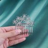 Iaceble Rhinestone Snowflake Hair Comb Barrette Silver Snow Hair Side Comb Crystal Weddings Headpieces Chirstmas Cz Snowflake Hair Piece Decorative Hair Accessories for Women and Girls Headdress