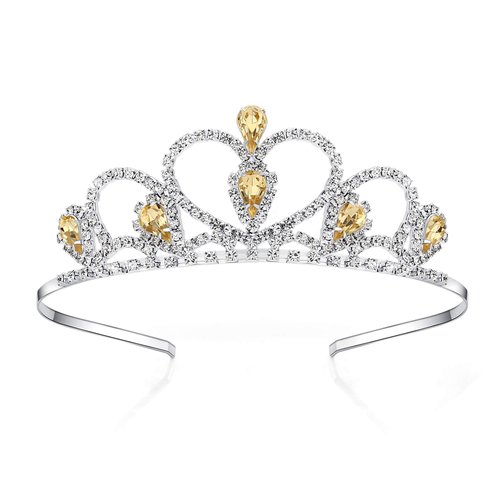 Lovelyshop Yellow Gems Rhinestone Tiara, for Little Kid Big Kid Girl Prom Birthday Prinecess Party