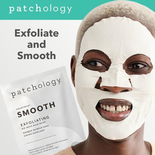 Patchology Smooth SmartMud Clay Mask For Face - No Mess White Kaolin Mud Mask w/Lactic Acid & Salicylic Acid for Exfoliating & Smoothing Skin - Face Mask Skin Care for Women & Men (1 Count)