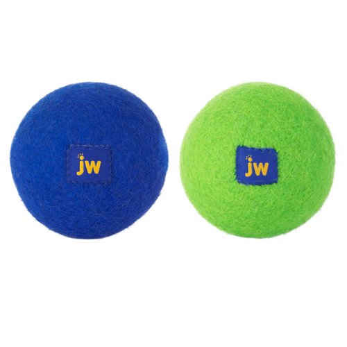 JW Wool-EE Ball Small (2 Pack) Handmade 100% Wool All Natural Dog Toy for Fetch