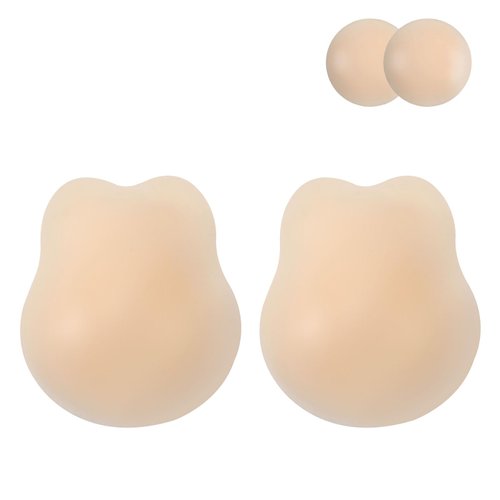 AMFLOWER Adhesive Bra, Push Up Sticky Bra，Silicone Bra for Backless Dress with Nipple Covers Invisible Strapless Bra Washable & Reusable