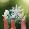 Yean Starfish Tiara Comb Silver Shell Girls Princess Hair Comb Costume Party Hair Accessories Pearl Hair Piece for Women and Girls