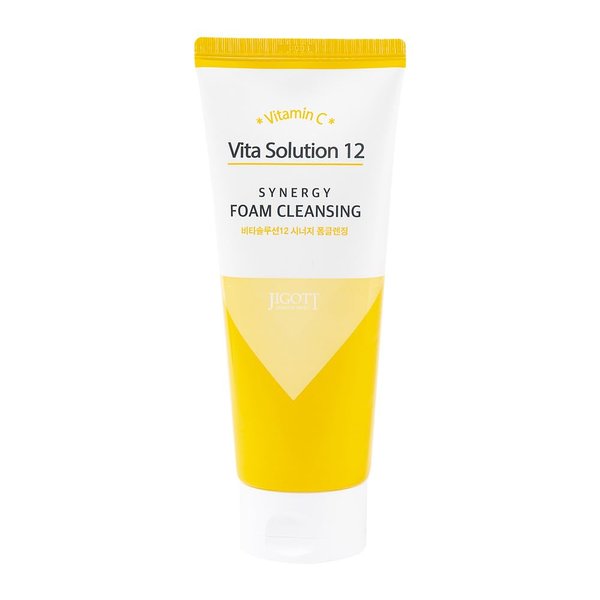 Jigott Vita Solution 12 Foam Cleansing, Daily Gentle Foaming Face Wash, For All Skin Type, Remove Dirt and Oil, 6oz. (Synergy)