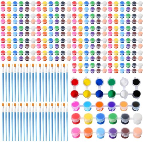 22 Pack Mini Acrylic Paint Set, 308 PCS Kids Paint Kit Container Strips Storage, 12 Colors Acrylic Paint Strips for Kids&Adults Craft Paint, Perfect for Home Birthday Classroom Party Favors(308)