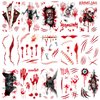 Oottati 15 Sheets Halloween Looks Real Fake Scar Eye Spider Wound Horror Monster Skull Blood Hand Temporary Tattoos Suit for Kids
