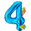 40 Inch Under the Sea Blue Number 4 Balloon, Mini Sea Animal Balloons Ocean Animal Foil Balloon, Seahorse Fish Balloons for Boys Girls Sea Theme 4th Birthday Baby Shower Party Decoration