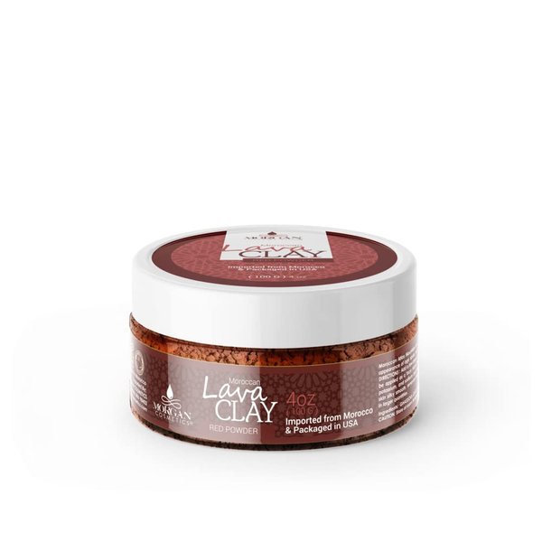 Morgan Cosmetics Moroccan Red Clay Powder – Red Clay Mask for Face – Organic Clay Powder Mask – Clay Mask for Acne, Silky Smooth Skin - 4 Oz Moroccan Powder (100 Grams)