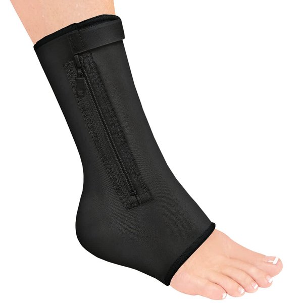Zipper Compression Ankle Supports, Black, M