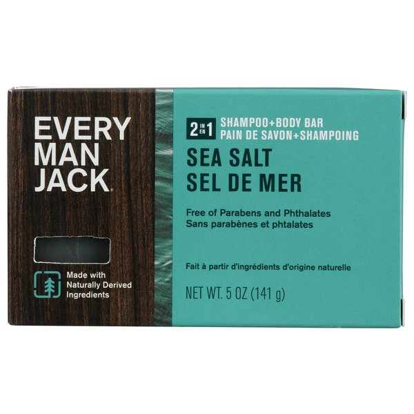 EVERY MAN JACK Sea Salt 2 in 1 Shampoo and Body Bar, 5 OZ