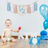 1/2 Birthday High Chair Banner - Dokuna Boys Half Birthday Party Decorations, Half Way to One Party Decorations, 1/2 Birthday High Chair Garland (Blue)