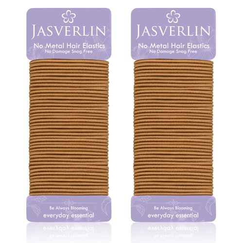 Hair Ties Brown Nylon Hair Rubber Bands for Women Girls Fine Medium Beauty Hair Elastics, Skinny Ponytail Holder Snag Free No Damage No Breakage 2mm 80 Pcs JASVERLIN (Light Ash Brown)