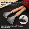 2 Pack Hair Brush Cleaner Tool Cleaning Comb Brushes for Hairbrush Easy Clean Solution with Metal Rake Wooden Handle for Home and Salon Use (Handle with Groove)