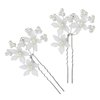 3pcs Crystal Bride Wedding Pearl Hair Pins Flower Hair Piece Rhinestone Bridal Hair Accessories for Women and Girls Silver Flower Headpieces for Brides Bridesmaids Women Girls