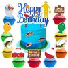 25PCS Fish Gone Fishing Cake Topper Cupcake Toppers Birthday Party Decorations Themed Ocean Fisherman Sea Decor Table Centerpieces for Kids Boy Adults Teen Baby Shower Party Supplies Party Favors