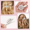 2PCS Rhinestone Hair Clips Crystal Flower Hair Clip Valentines Wedding Bling Hair Accessories for Women Bride Bridesmaid, French Hairpins Fancy Hair Barrettes Hair Jewelry