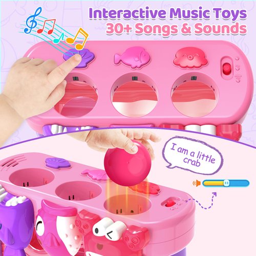 YEGEER Toys for 1 2 3 Years Old Girls, Musical Toys for 6-12-18-24 Months, Interactive Toddler Toys, Montessori Toys, Christmas Birthday Gifts for Baby Kids Toddlers Age 1-2 Years Old