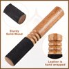 Nuanchu 2 Pieces Tibetan Singing Bowl Mallet Suede Wooden Striker Leather Wrapped Meditation Mallet Sound Bowl Stick Buddha Musical Instruments for Buddhist Meditation Yoga Chime (Black and Brown)