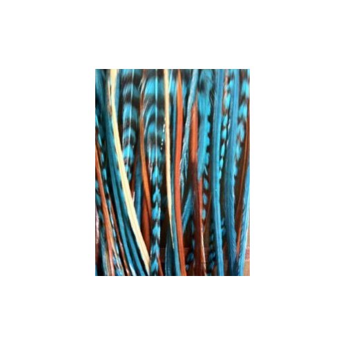 Feather Hair extension 8"-11" Indian Blue Fashion Trend Feathers Hair Extension with 2 Crimp Beads