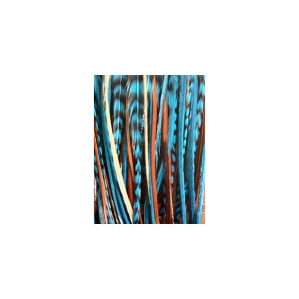 Feather Hair extension 8"-11" Indian Blue Fashion Trend Feathers Hair Extension with 2 Crimp Beads