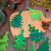 JarThenaAMCS 60Pcs Christmas Tree Scratch Art Set 12 Designs Green Xmas Tree Scratch Paper with Ribbon Wooden Stylus Stick for Winter DIY Craft Party Kids Classroom Favor Supplies